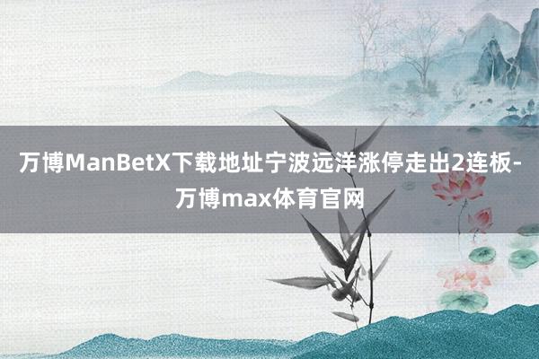 万博ManBetX下载地址宁波远洋涨停走出2连板-万博max体育官网