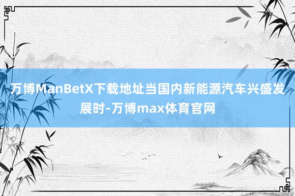 万博ManBetX下载地址当国内新能源汽车兴盛发展时-万博max体育官网