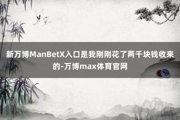 新万博ManBetX入口是我刚刚花了两千块钱收来的-万博max体育官网