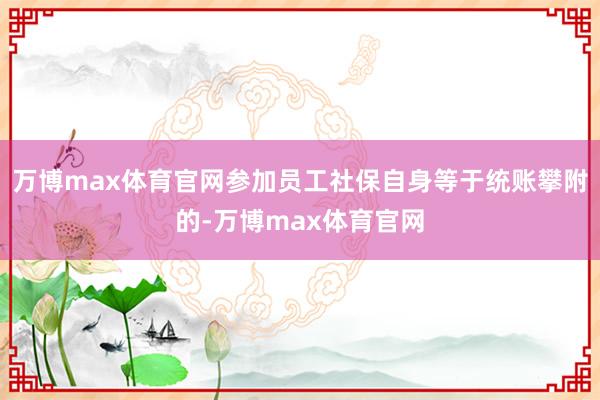 万博max体育官网参加员工社保自身等于统账攀附的-万博max体育官网