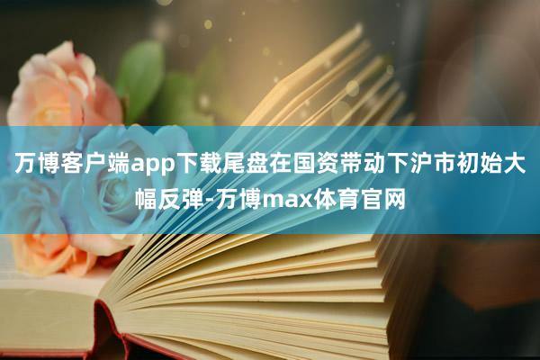 万博客户端app下载尾盘在国资带动下沪市初始大幅反弹-万博max体育官网