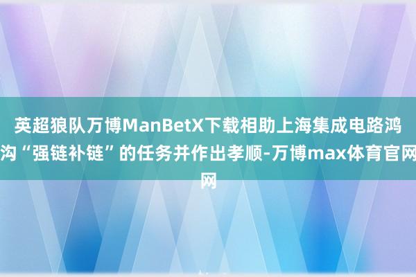 英超狼队万博ManBetX下载相助上海集成电路鸿沟“强链补链”的任务并作出孝顺-万博max体育官网