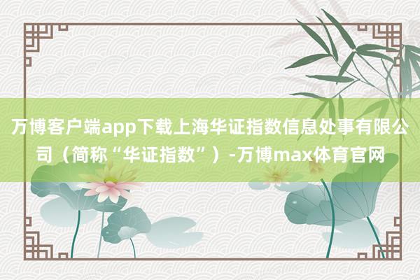 万博客户端app下载上海华证指数信息处事有限公司（简称“华证指数”）-万博max体育官网