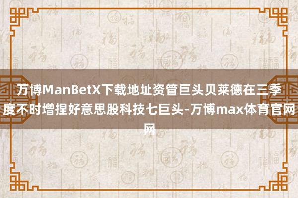 万博ManBetX下载地址资管巨头贝莱德在三季度不时增捏好意思股科技七巨头-万博max体育官网
