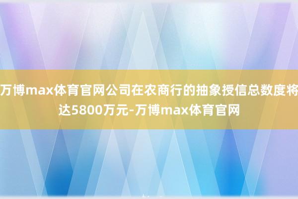 万博max体育官网公司在农商行的抽象授信总数度将达5800万元-万博max体育官网