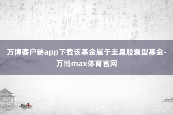 万博客户端app下载　　该基金属于圭臬股票型基金-万博max体育官网