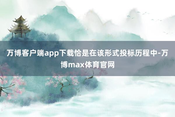 万博客户端app下载　　恰是在该形式投标历程中-万博max体育官网