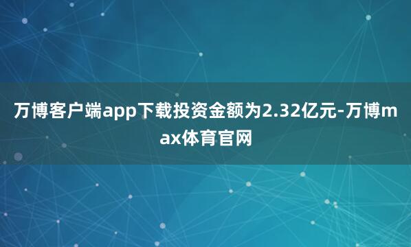万博客户端app下载投资金额为2.32亿元-万博max体育官网